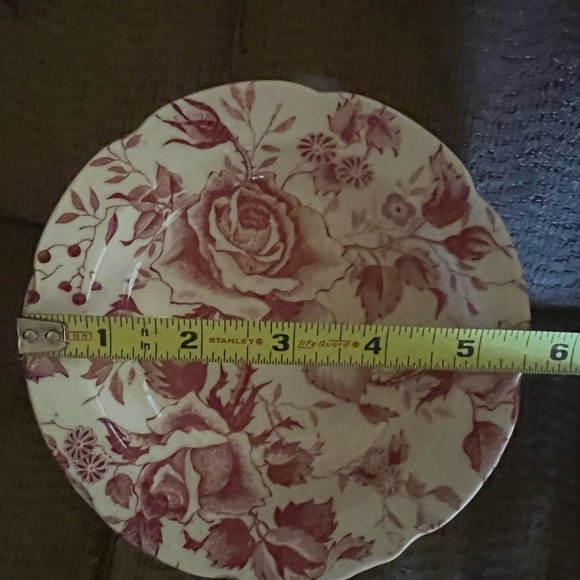Pink Rose Rim Cereal Soup bowl by Maruta Japan Kasuga Ware / Vintage Ceramic. - Picture 6 of 6